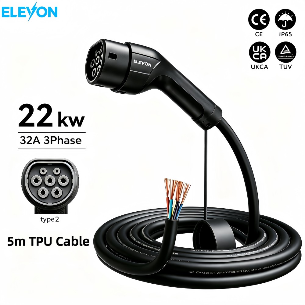 Ev Charger Type 2 22Kw 32A 3 Phase - 엘레본 EV 충전기 타입2 여성용 차량측