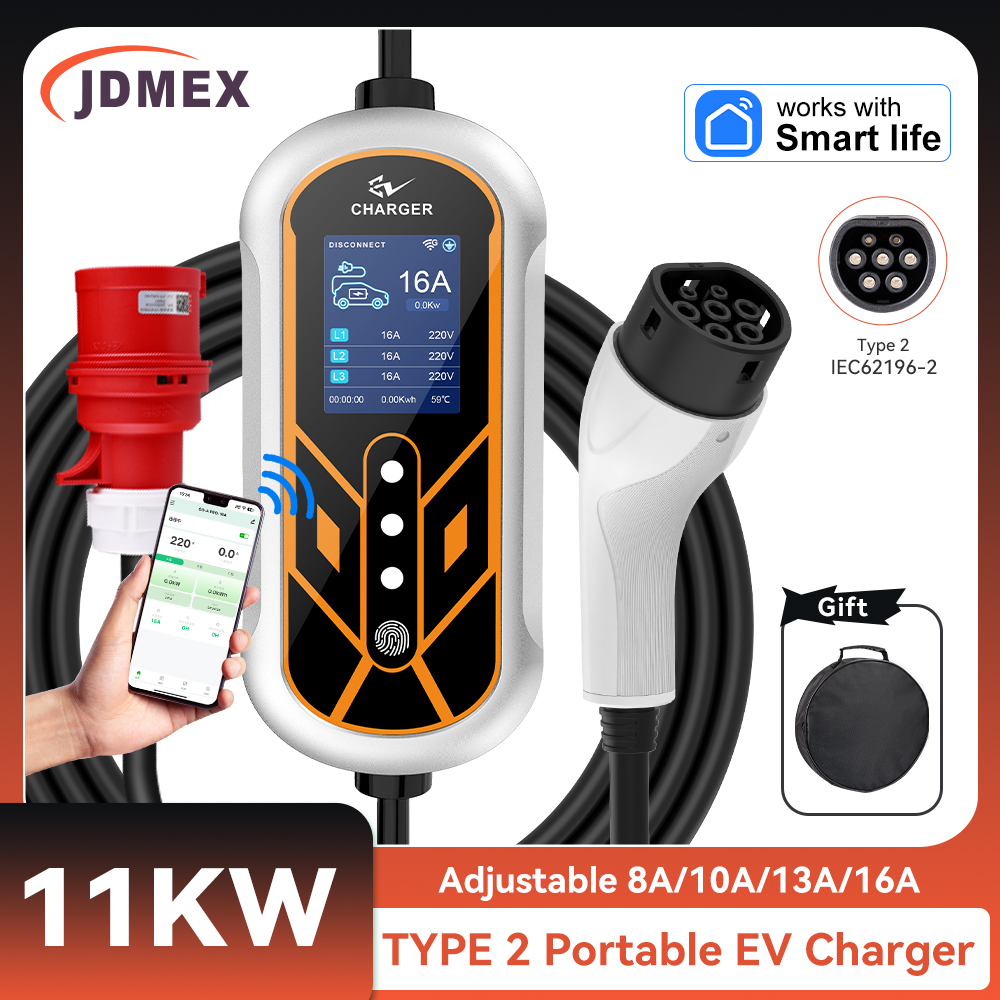 Type 2 Portable Ev Charger 11Kw Cee - JDMEX 11KW Type2 EV 충전기 휴대용