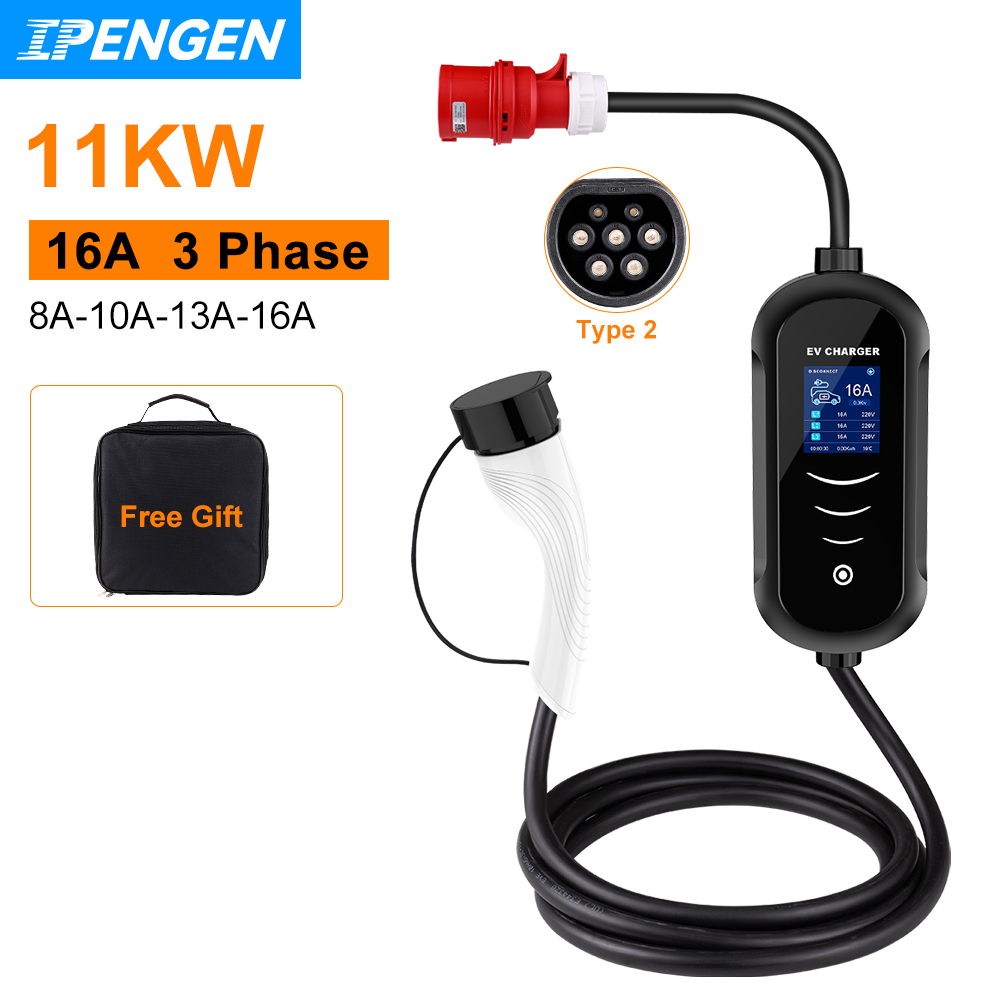 Type 2 Portable Ev Charger 11Kw Cee - IPENGEN 전기 자동차 충전기 CEE 플러그