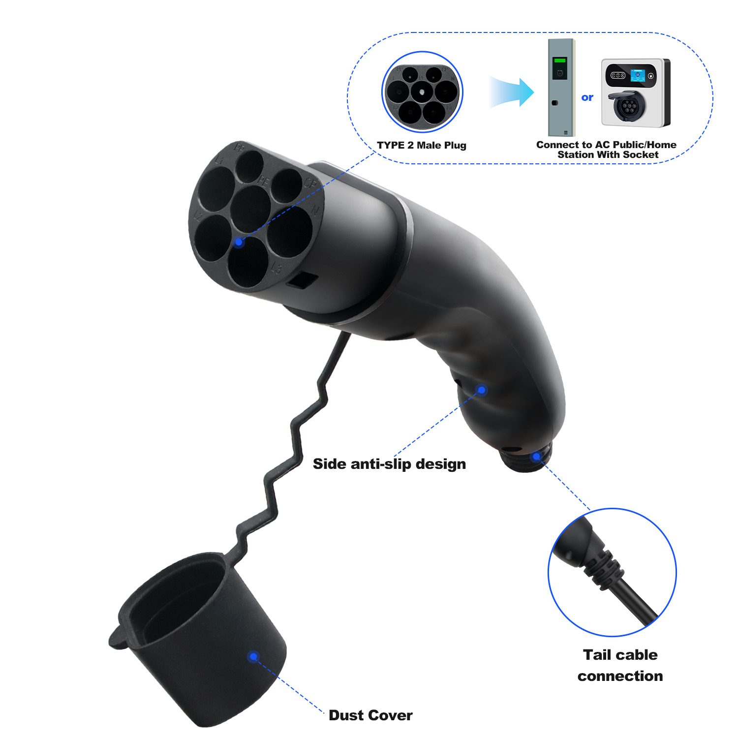 콜랑키 EV 플러그 타입 2 남성용 1P/3상 충전건  - Ev Charger Type 2 22Kw 32A 3 Phase 리뷰 및 가격