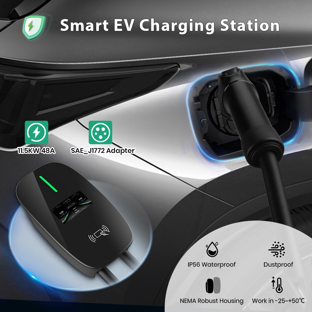 준선 레벨 2 EV 충전기 48A 11KW SAE J1 - J1772 Evse 32A Level 2 Charger 리뷰 및 가격